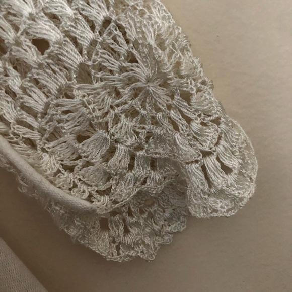 BEAUTIFUL Free People Castaway crochet sleeve top ivory women’s small oversized - Picture 7 of 13